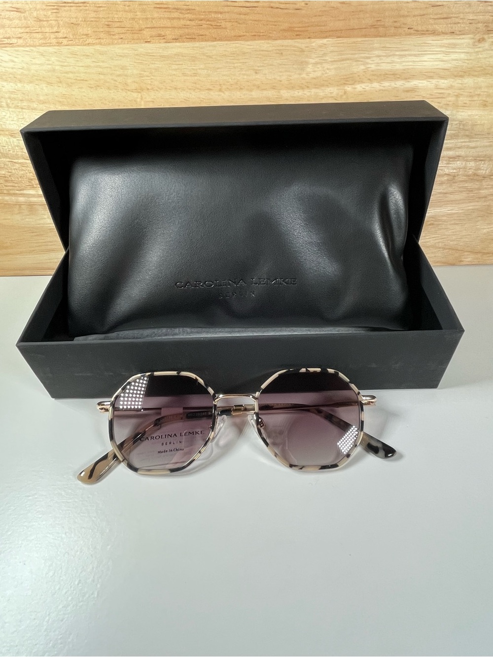 Brand New In Box Carolina Lemke Berlin Designer Sunglasses Grey Demi Gold Style - Picture 12 of 12
